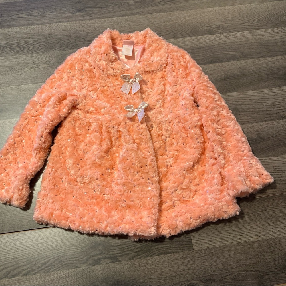 Girls Nannette Salmon Fur Jacket Size 8!